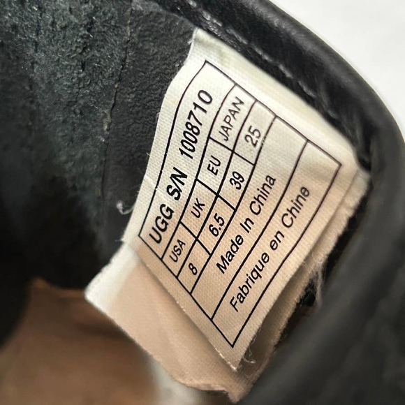 UGG Penelope Ankle Boots Black Suede Leather Size 8 Bootie Sherpa Lined - Picture 11 of 13